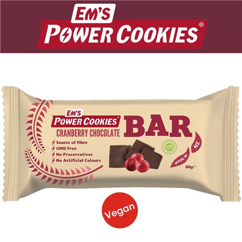 Em's Power Cookies - Cranberry Chocolate Bars 80g